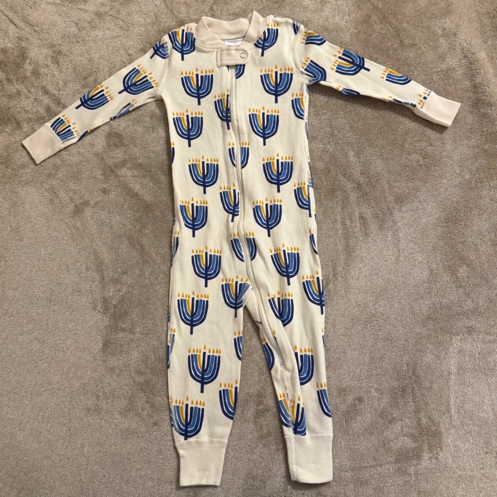 Hanna Andersson Hanukkah Menorah Organic Cotton Pajamas Sleeper 18-24 Months